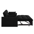 4 In1 Loveseat Sofa Bed With Armrests & Storage Pockets, Multi Function Tufted Pull Out Sofa Bed With Adjustable Backrest And Pillows, Convertible Loveseat Sofa Couch,Black Black Velvet Primary Living Space Medium Soft Tufted Back American