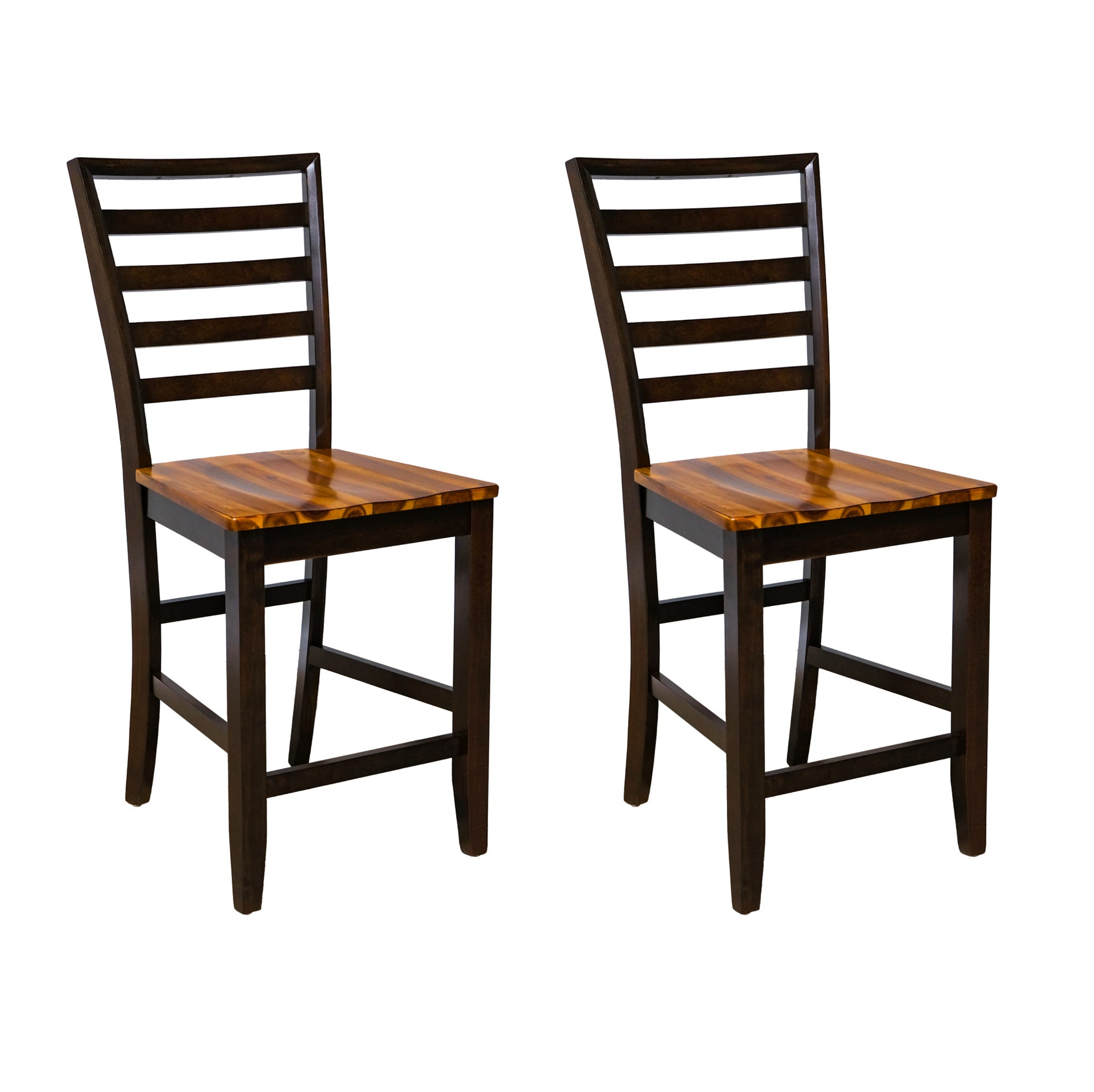 Timberline Brown Ladderback Barstools, Set Of 2 Brown Solid Wood