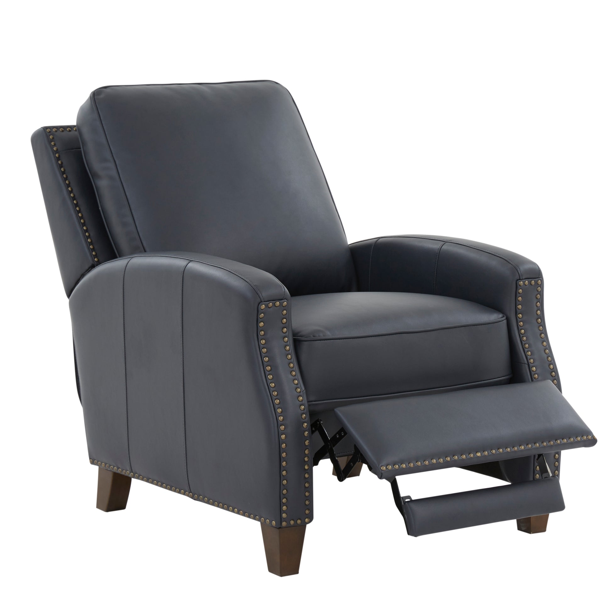 Jack Midnight Blue Faux Leather Push Back Recliner Blue Foam Faux Leather