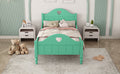 Girl'S Beautiful Princess Bed Macaron Twin Size Toddler Bed With Side Safety Rails And Headboard And Footboard, Seasoft Green Twin Green Solid Wood Mdf