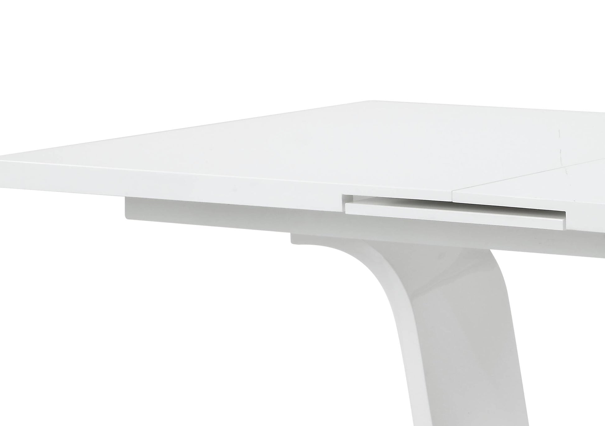 Kamaile Dining Table, White High Gloss Finish Dn02133 White Mdf Metal