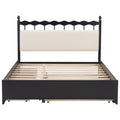 Queen Size Wooden Storage Platform Bed, With 2 Big Drawers, T Size Trundle ,Espresso Queen Espresso Plywood