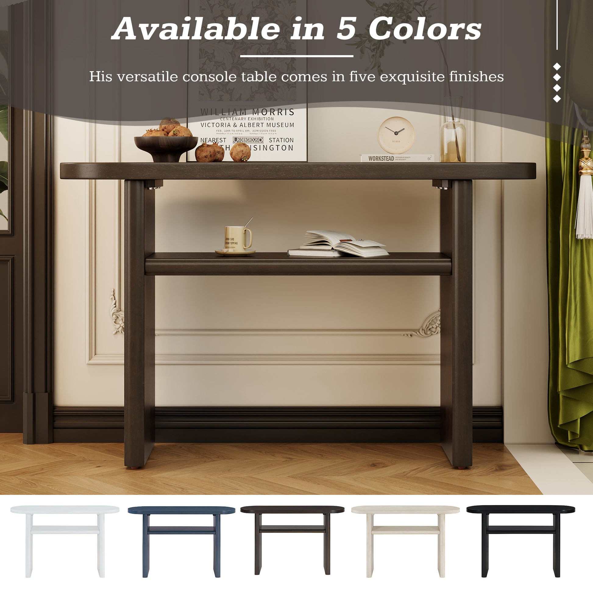 Elegant Minimalist Console Table With Rounded Edges And Sturdy Shelf Design For Entryway, Living Room Espresso Espresso Solid Wood Mdf