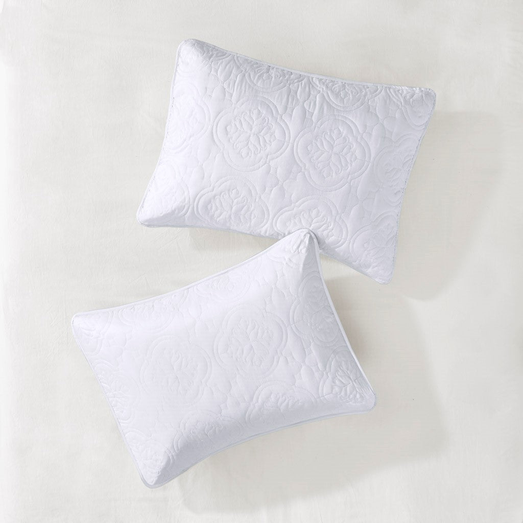 3 Piece Reversible Bedspread Set White King Cal King King White Polyester