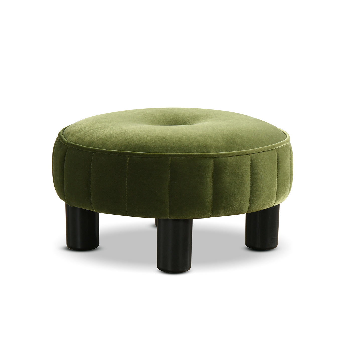 Riley 16" Round Footstool Ottoman, Olive Green Performance Velvet Olive Green Foam Velvet