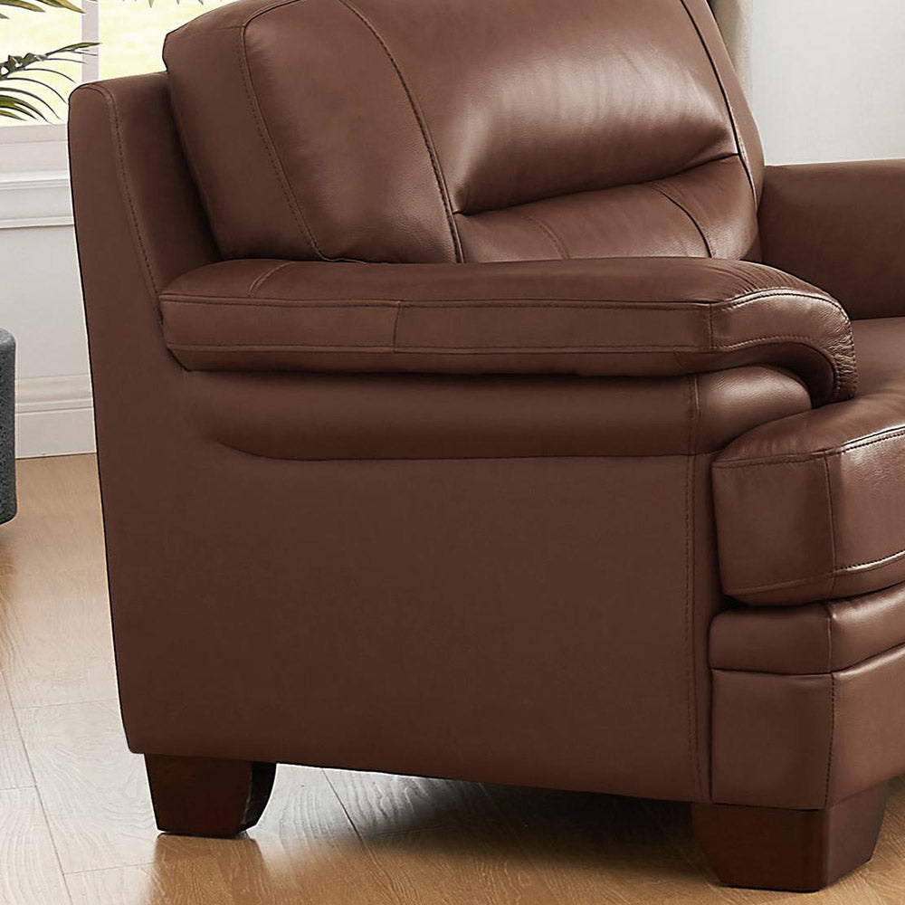 Luxor Leather Chair Pecan Memory Foam Genuine Leather