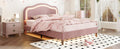 Queen Size Velvet Upholstered Smart Led Bed Frame With Adjustable Height Headboard,No Box Spring Needed,Easy Assembly,Pink Box Spring Not Required Queen Pink Wood Bedroom Cute,Modern Bed Frame Wood