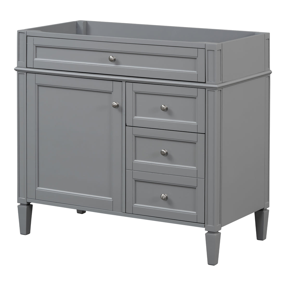 36'' Bathroom Vanity Without Top Sink, Modern Bathroom Storage Cabinet With 2 Drawers And A Tip Out Drawer, Solid Wood Frame Not Include Basin Sink Grey Bathroom Solid Wood Mdf