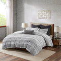 Cotton Jacquard Comforter Mini Set Grey Black King Cal King King Grey Black Cotton
