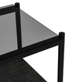 Set Of 2 Rectangle End Table, Tempered Glass Tabletop With Mdf Layer, Modern Table For Living Roomgray Glass Gray Tempered Glass