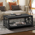 47 Inch Modern Coffee Table With Storage Shelf, Farmhouse Rectangle Living Room Center Table For Small Spaces,Easy Assembly Antique Black Antique Black Ergonomic Primary Living Space American Design Floor Mount Open Storage Coffee & End Tables