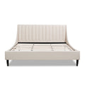 Aspen Vertical Tufted Headboard Platform Bed Set, King, Light Beige Linen Box Spring Not Required King Beige Wood Foam Linen Linen