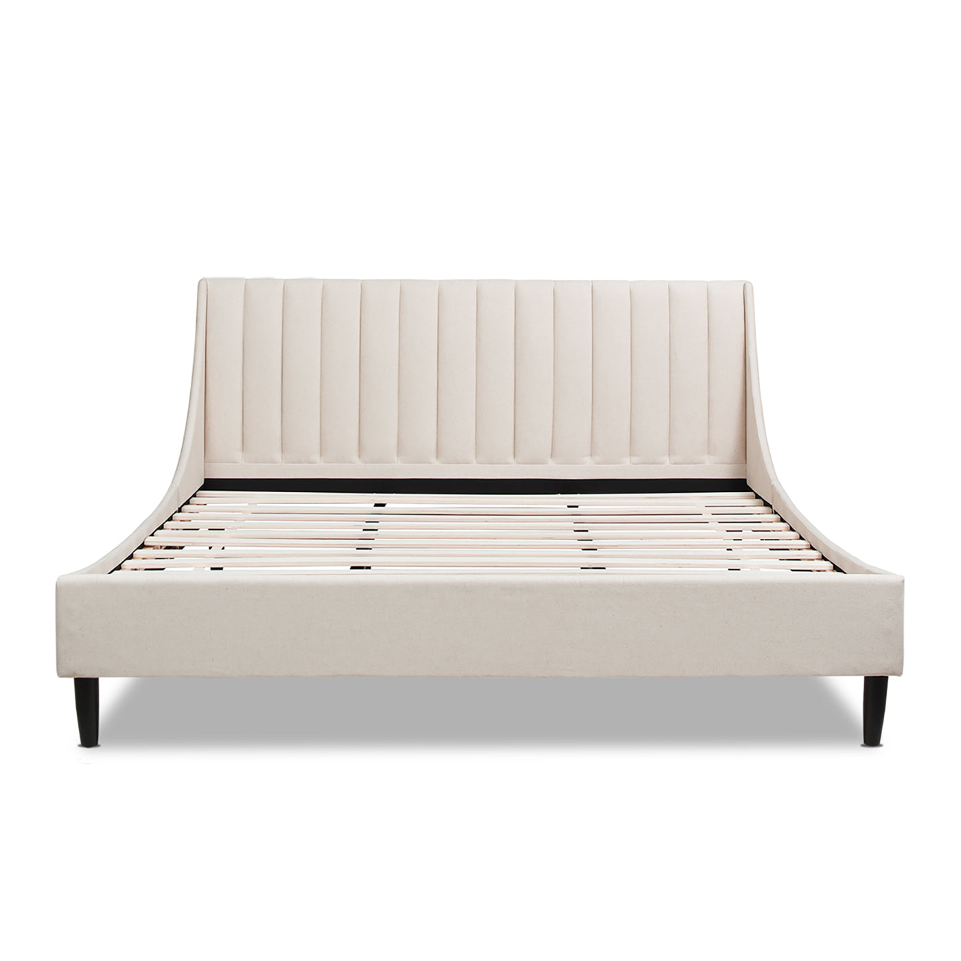 Aspen Vertical Tufted Headboard Platform Bed Set, King, Light Beige Linen Box Spring Not Required King Beige Wood Foam Linen Linen