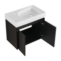 24 Inch Bathroom Vanity With Basin, Wall Mounted Floating Vanity Sink Combo, Wooden Storage Cabinet With Double Doors For Bathroom,Black Black Bathroom American Design Engineered Wood