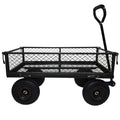 3 Cu. Ft. 300 Lbs. Capacity Removable Sides Metal Steel Mesh Heavy Duty Utility Wagon Outdoor Garden Cart In Black Black Steel