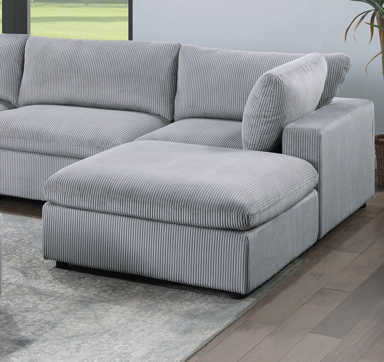 Dark Gray Color 8Pc Modular Sectional Set Corduroy Upholstery Couch 3X Corner Wedge 3X Armless Chairs 2X Ottomans Living Room Furniture Dark Gray Primary Living Space Cushion Back
