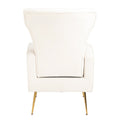 Velvet Accent Chair With Table, Wingback Arm Chair With Gold Legs, Upholstered Single Sofa For Living Room Bedroom, White White Velvet 1 Seat