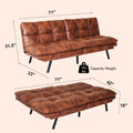 Futon Sofa Bed With Adjustable Backrests Sleeper Couch With Adjustable Armrests Convertible Sofa Couch Bed For Small Space Apartment Living Room Brown Brown Polyester