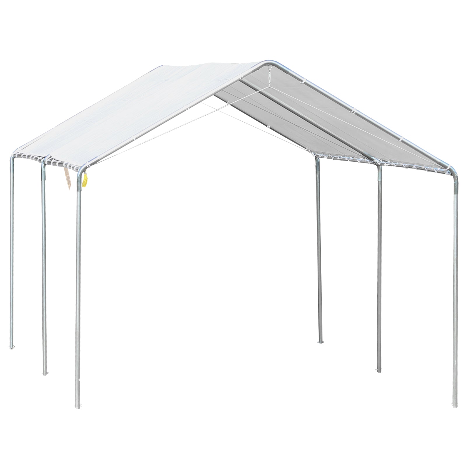 Outsunny 10'X20' Carport Heavy Duty Galvanized Car Canopy With Included Anchor Kit, 3 Reinforced Steel Cables, White White Steel