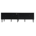 Rattan Tv Stand With 3 Cabinets & 2 Drawers, Rattan Inspired Media Console Table For Tvs Up To 80'', Led Light Entertainment Center, Tv Cabinet For Living Room, Bedroom, Home Theatre Black Primary