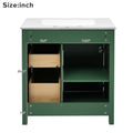 30 Inch Green Bathroom Vanity With Ceramic Sink And Large Storage Ideal Choice For Small Bathrooms Green Solid Wood Mdf