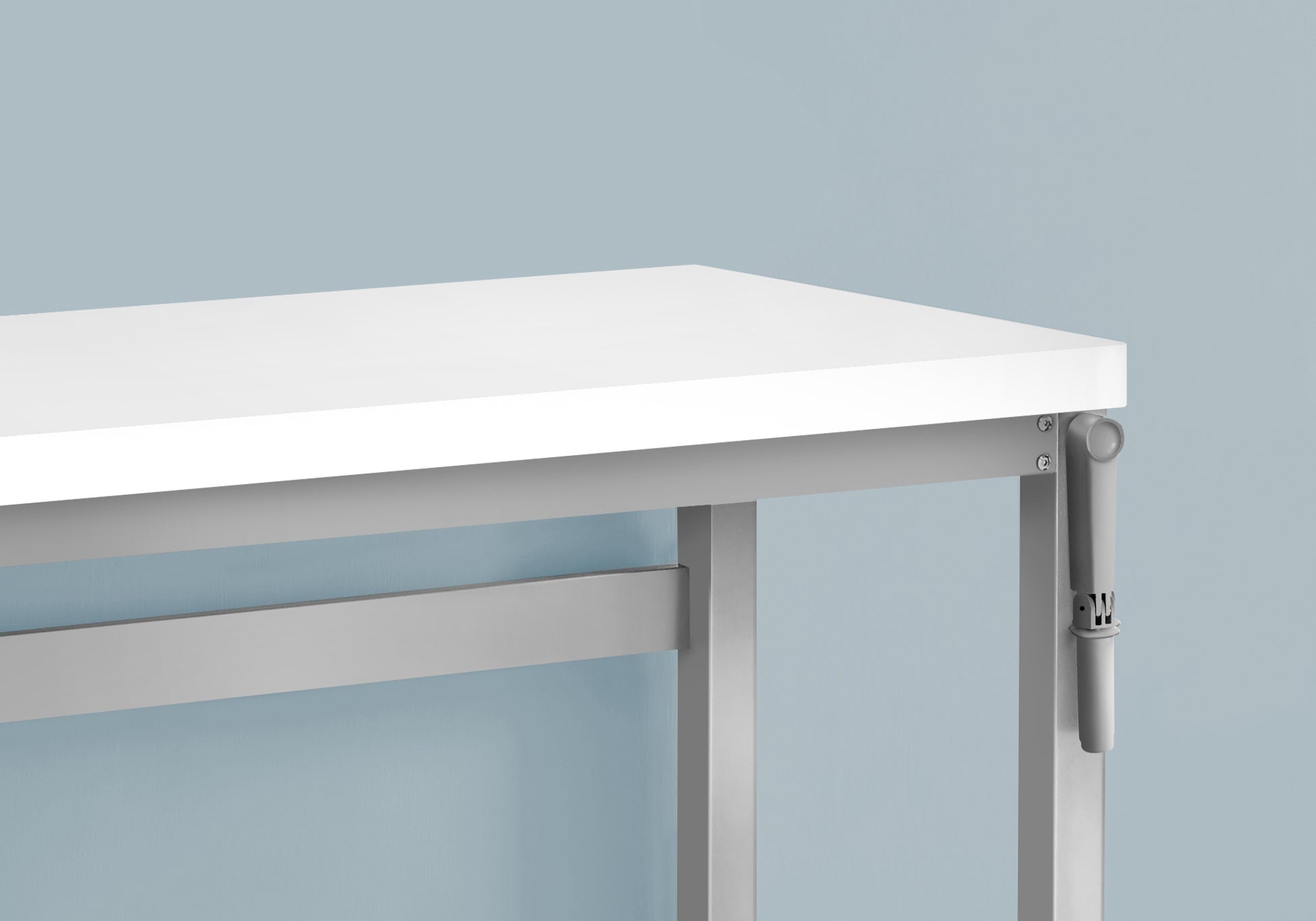 Computer Desk, Home Office, Standing, Adjustable, 48"L, Work, Laptop, White Laminate, Grey Metal, Contemporary, Modern White Particle Board