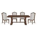 Formal Traditional Dining Set 5Pc Table With Extension Leaf And 4 Side Chairs Cherry Finish Fabric Upholstery Trim Wooden Furniture Wood Wood Cherry Seats 4 Wood Dining Room Self Storing Leaf