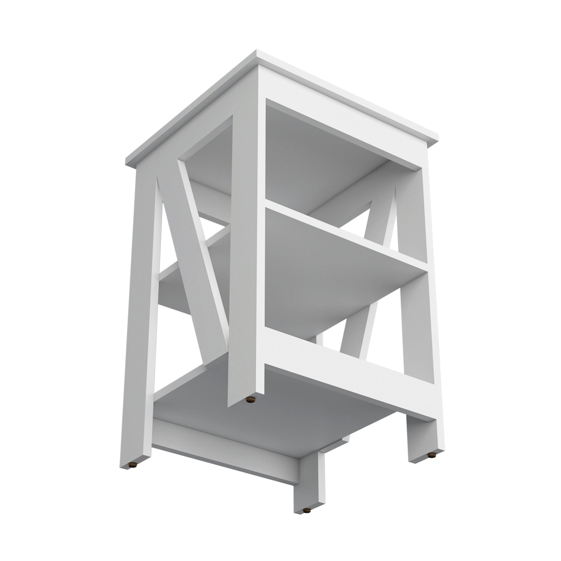 Clio Auxiliary Table, With Two Shelves White White Primary Living Space Manual Freestanding Pine Bookcase Rectangular Particle Board Engineered Wood