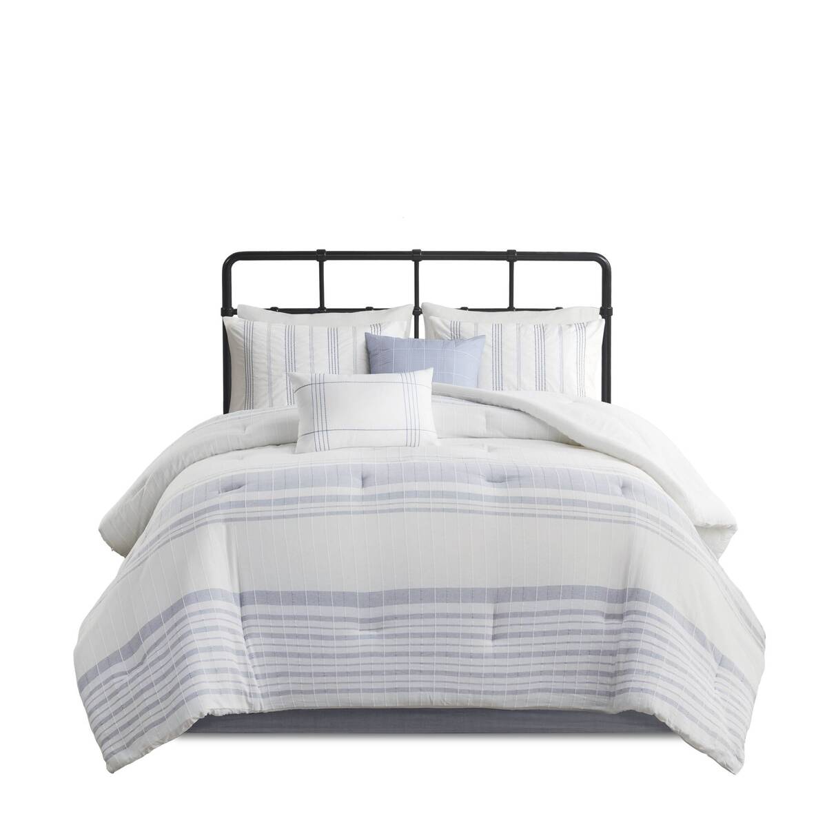 6 Piece Cotton Jacquard Oversized Comforter Set King Multicolor Polyester