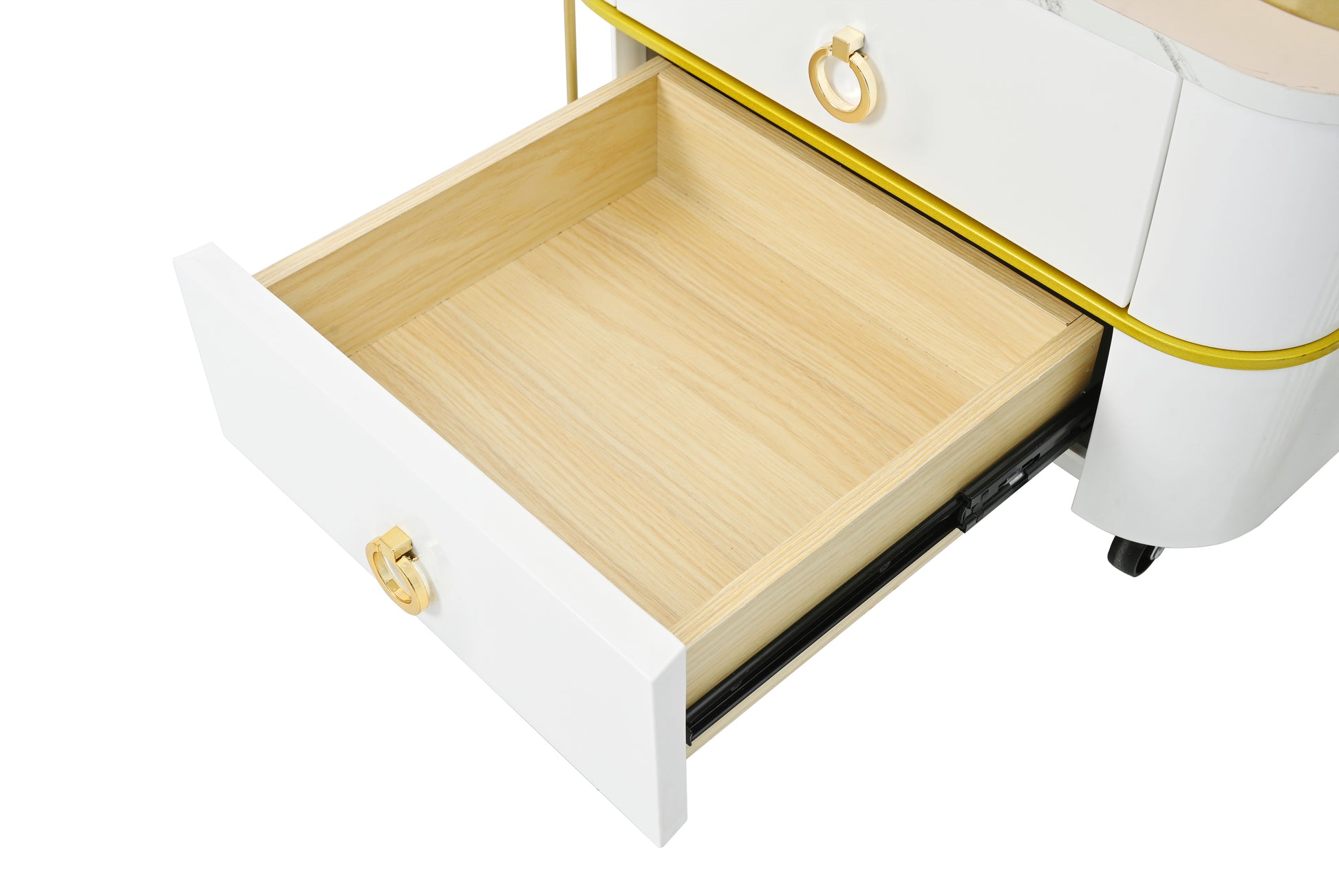 2 In 1 Square Nesting Coffee Table With Wheels & Drawers, Stackable Side Table With High Gloss Marble Grain Top, End Table Set With Brown Tempered Glass For Living Room, White White Gold Primary Living Space Drawers Square Mdf Steel