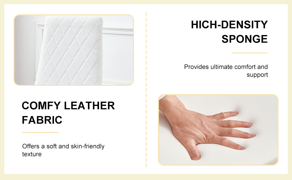 Table And Chair Set.Large Modern Rectangular Table With Brown Glass Top And Silver Metal Legs. Paired With 6 White Chairs With Checkered Armless High Back Pu Cushion And Silver Metal Legs. Silver,White Seats 6 Glass Metal