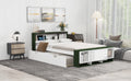 Full Size Platform Bed With Trundle,Storage Headboard And Footboard, Usb Charging Design,White Green Full White Green Solid Wood Mdf