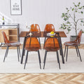 Table And Chair Set.Dark Brown Tempered Glass Tabletop, Black Metal Legs, Dining Table, Work Desk,Dark Brown Transparent Dining Chair. Suitable For Dining Room, Is A Good Choice For Families. Dark Brown Seats 6 Glass