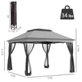 Outsunny 11' X 11' Pop Up Canopy, Outdoor Patio Gazebo Shelter With Removable Zipper Netting, Instant Event Tent W 114 Square Feet Of Shade And Carry Bag For Backyard, Garden, Light Gray Light Grey Metal