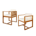 Patio Dining Chairs Set Of 2 Teak Beige Acacia Wood