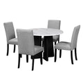 5 Piece Round Dining Table Set, 43 Inch Modern Dining Table And 4 Upholstered Chairs For Dining Room, Kitchen Room, Living Room, Easy Assembly Upholstered Chair White Gray Dining Room American