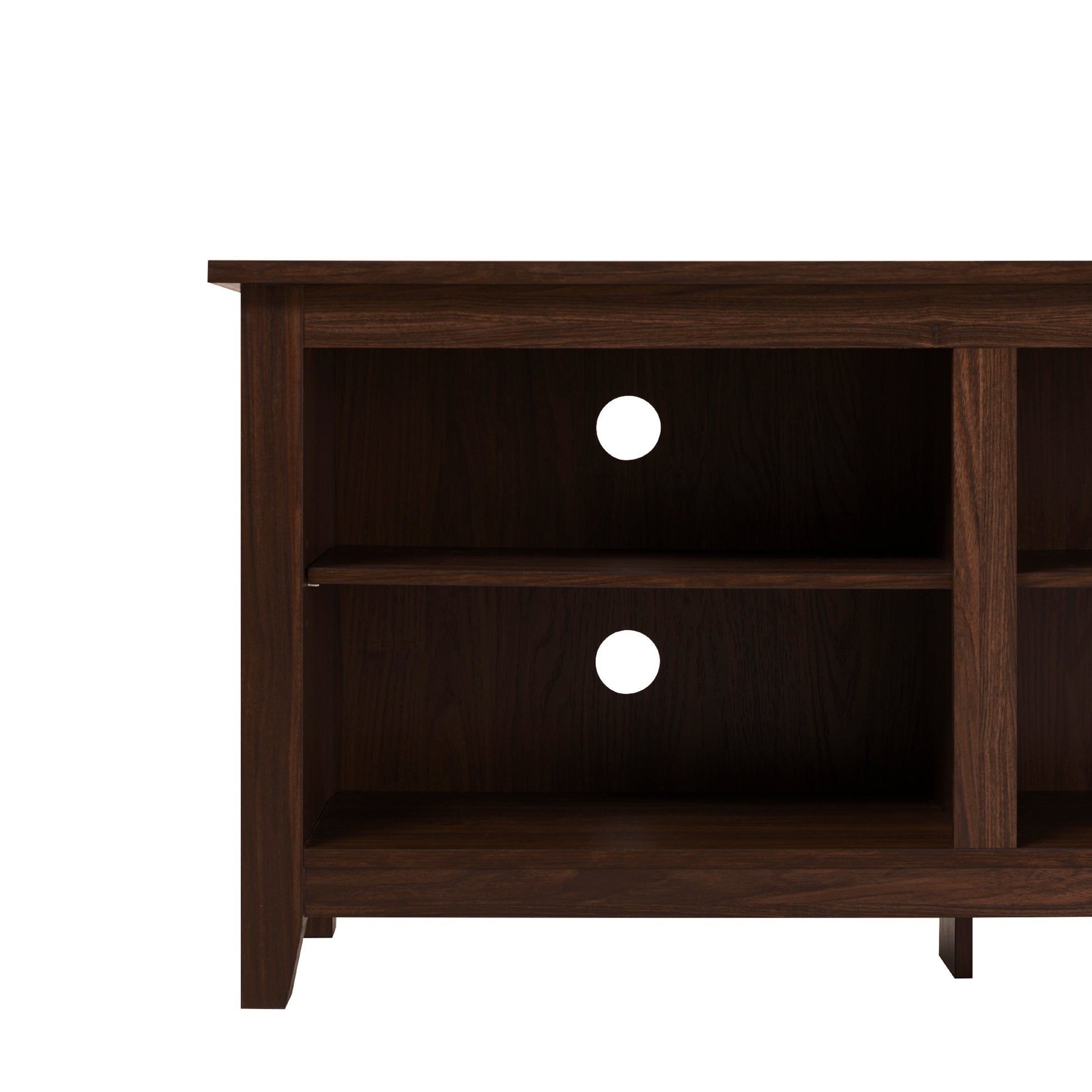 Modern Transitional 3 Shelf Open Storage 70" Tv Stand For 80" Tvs Dark Walnut Dark Brown Mdf