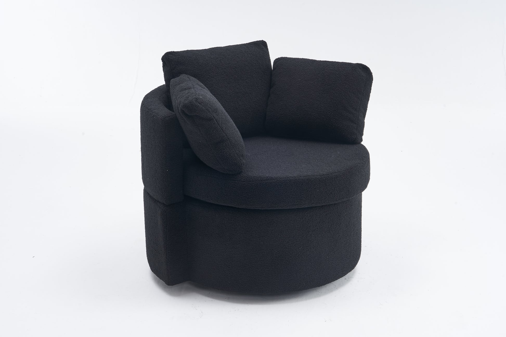 029 Teddy Fabric Swivel And Storage Chair With Back Cushion For Living Room,Black Black Primary Living Space Modern Foam Teddy