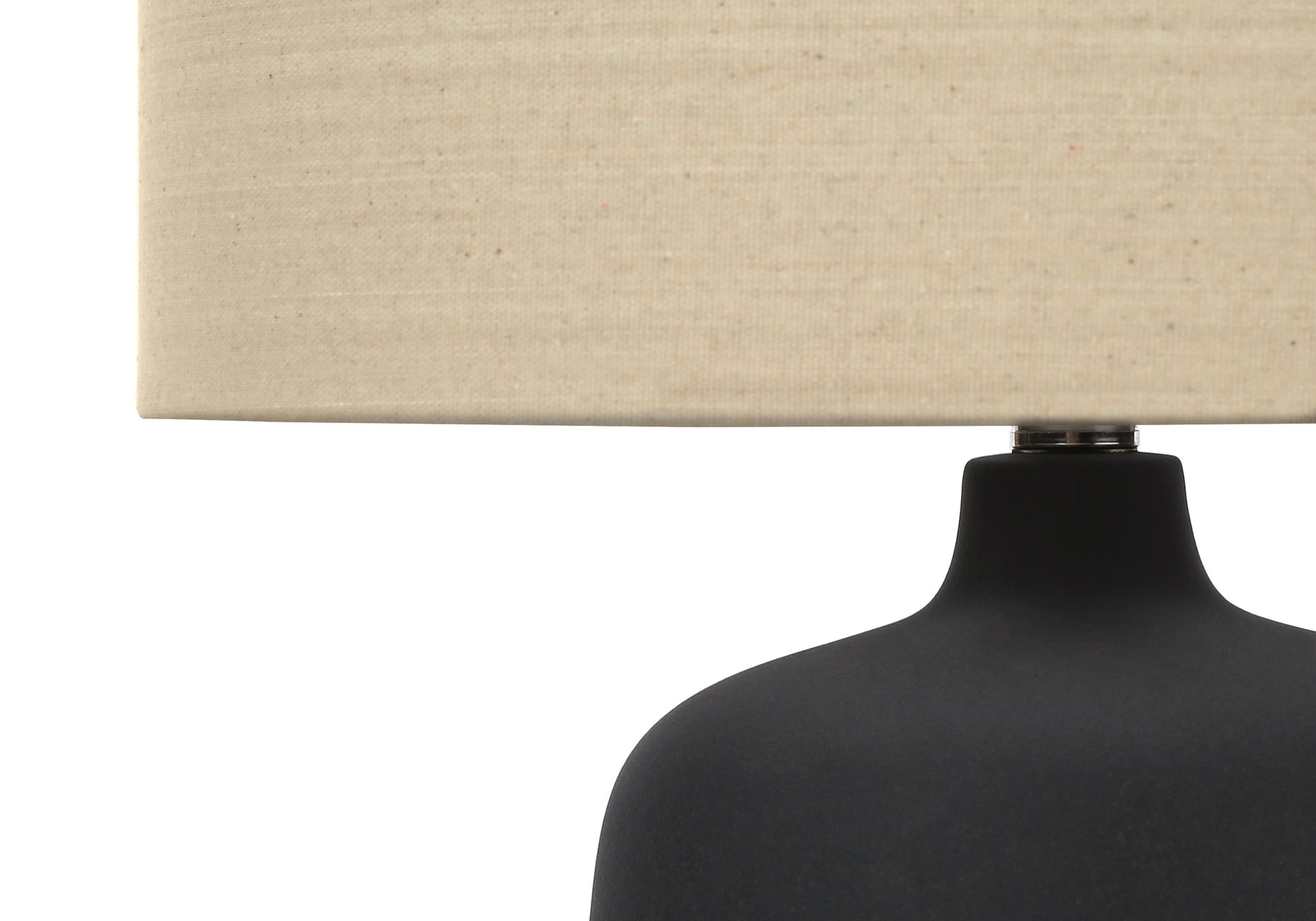 Lighting, 24"H, Table Lamp, Black Ceramic, Beige Shade, Contemporary Black Ceramic