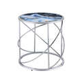 Lyda End Table, Blue Marble Print & Chrome Finish Lv02096 Chrome Metal