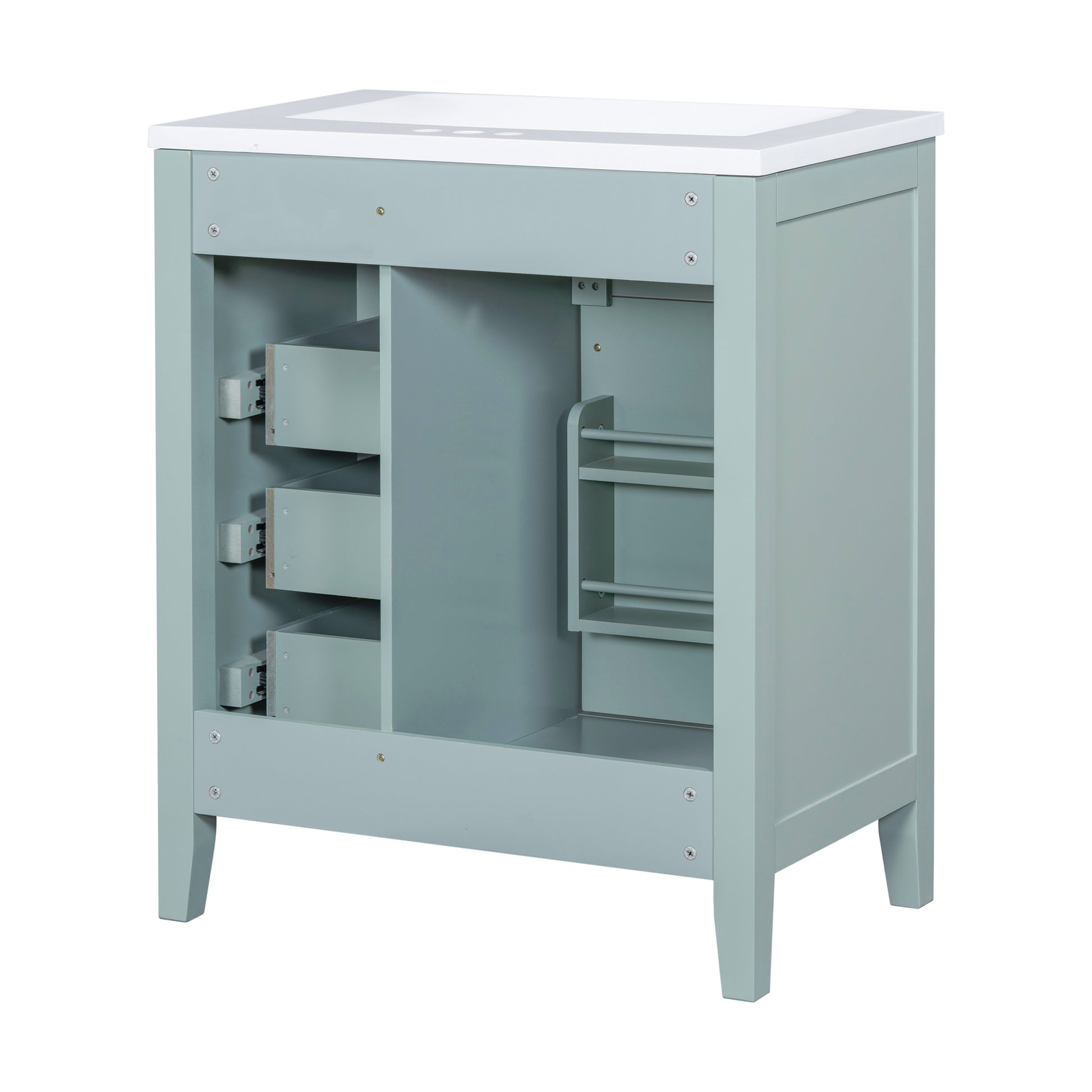 30" Bathroom Vanity With Sink Combo, Green Bathroom Cabinet With Drawers, Solid Frame And Mdf Board Green Solid Wood Mdf