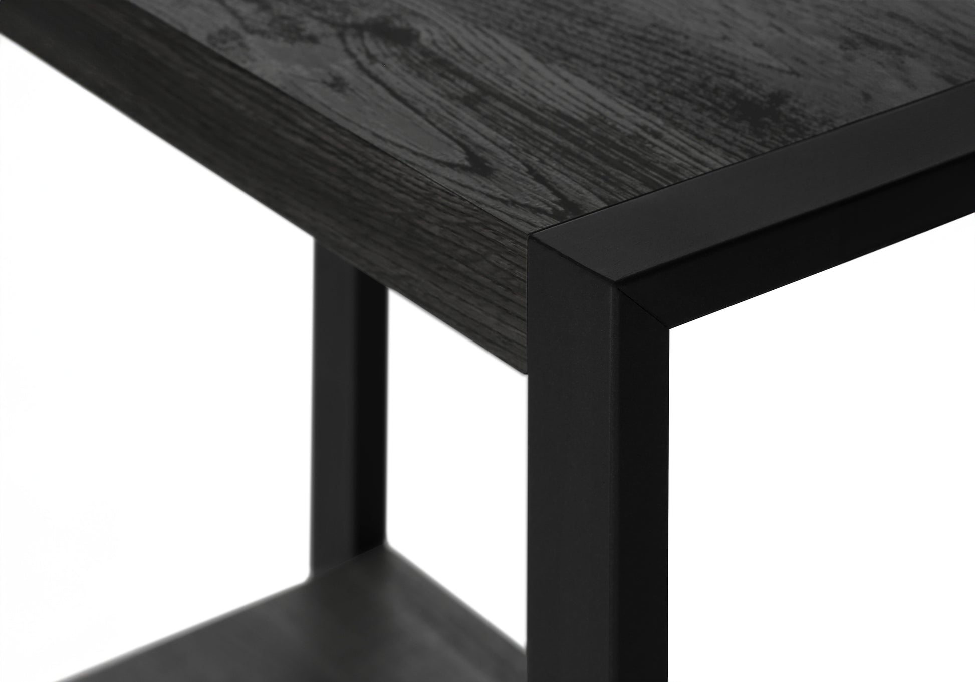 Accent Table, Side, End, Nightstand, Lamp, Living Room, Bedroom, Black Laminate, Black Metal, Industrial Black Mdf