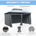 Outsunny 10' X 13' Patio Gazebo, Outdoor Gazebo Canopy Shelter With Curtains, Vented Roof, Steel Frame For Garden, Lawn, Backyard And Deck, Sage Gray Black Steel