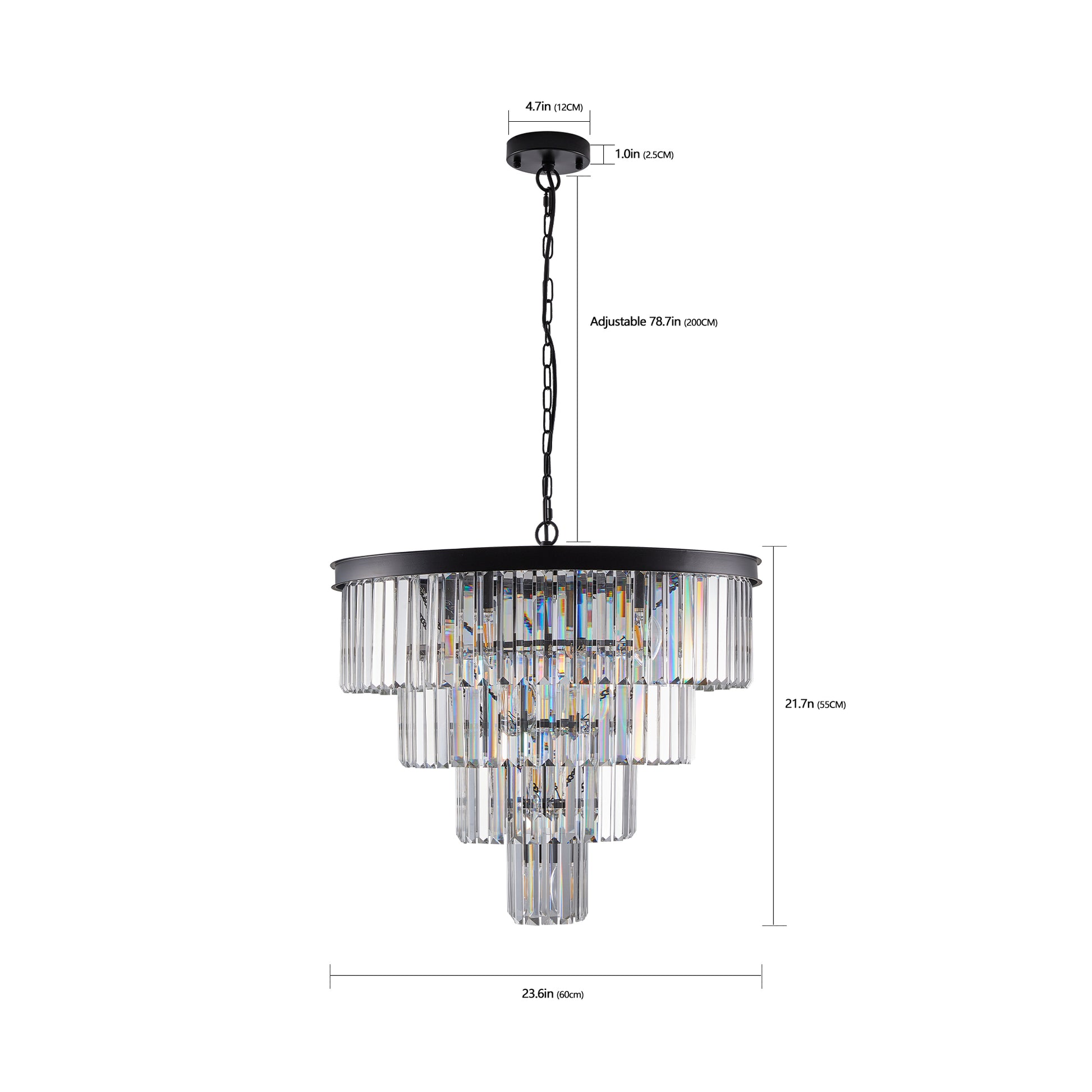 Contemporary Crystal Modern Chandeliers Crystal Ceiling Chandelier 4 Tier Black Chandelier Lighting For Dining Room Living Room Bedroom Bulbs Not Included Black Crystal Iron