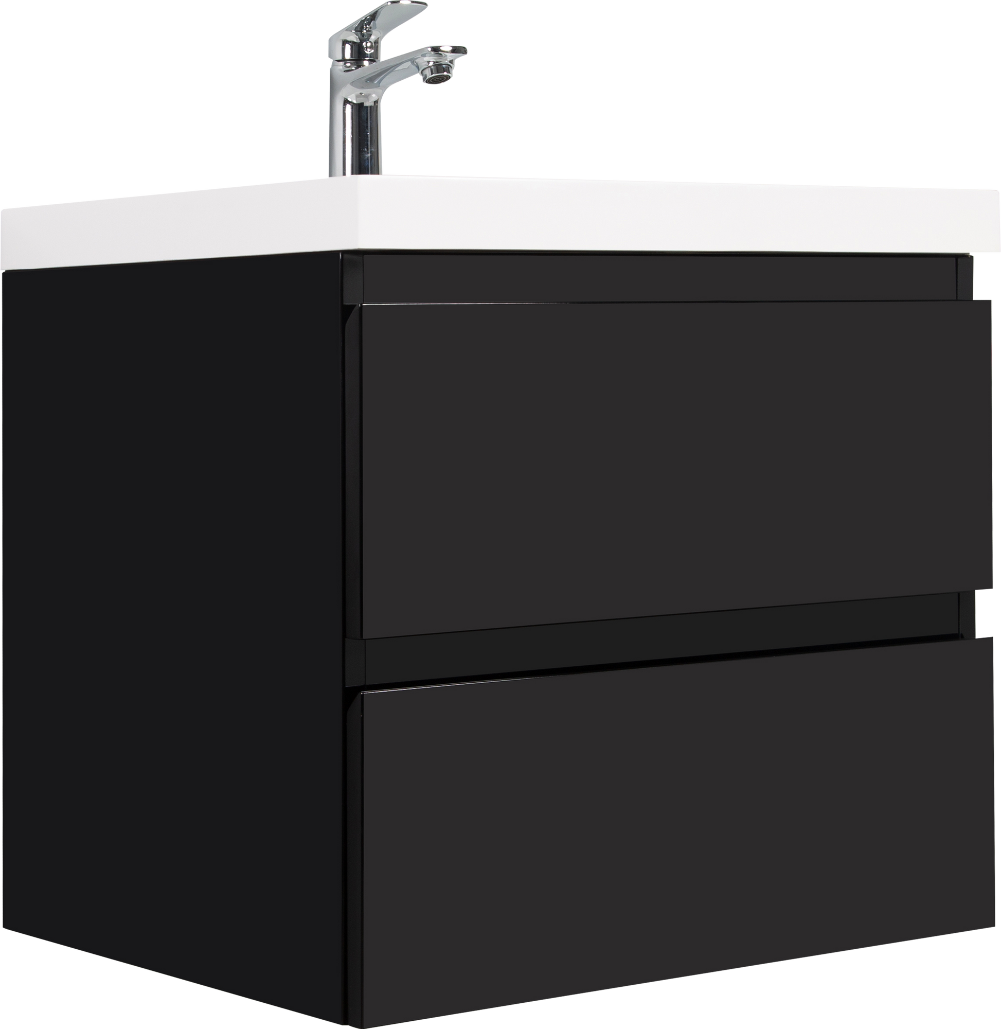 24" Floating Bathroom Vanity With Sink, Modern Wall Mounted Bathroom Storage Vanity Cabinet With Resin Top Basin And Soft Close Drawers, Glossy Black 24V11 24Gb 2 Black Wall Mounted Mdf