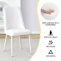 Table And Chair Set, Mdf Desktop, White Metal Table Legs, Stable And Beautiful, Suitable For Most Styles Of Home. Modern Simple Dining Table, Comfortable Seating. White Seats 4 Mdf