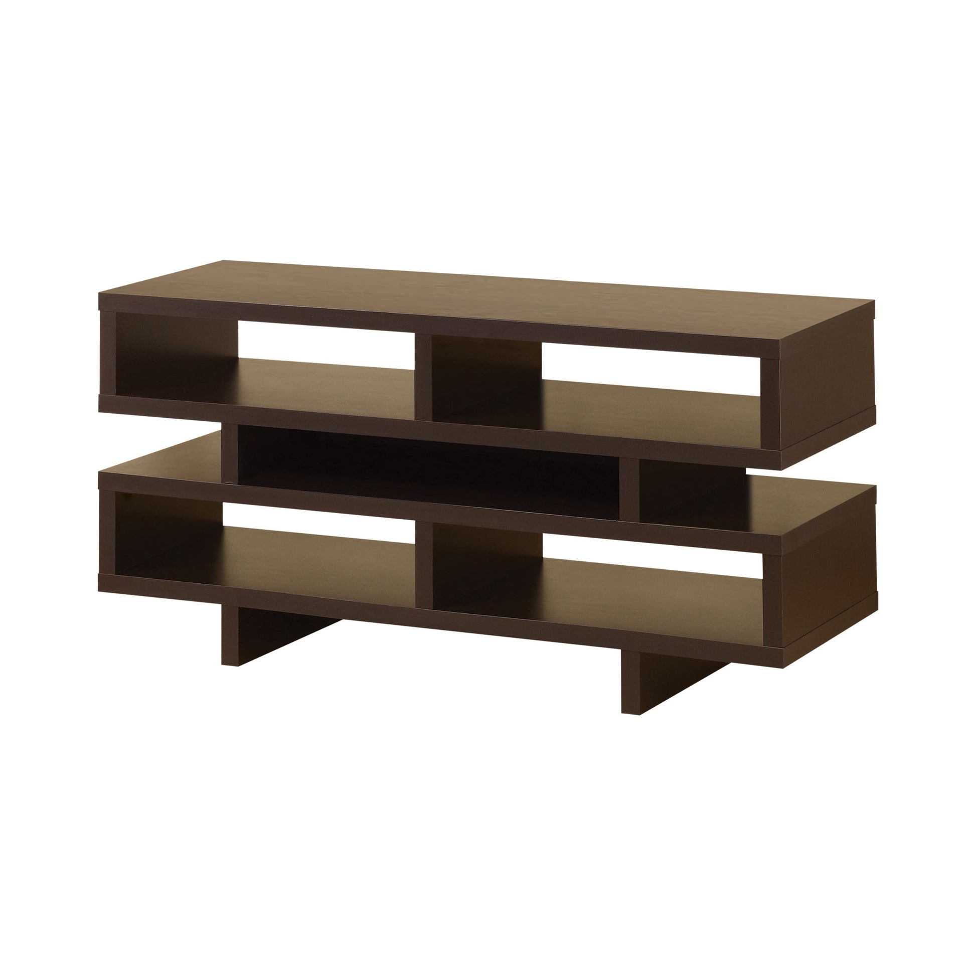 Contemporary Tv Console With Open Storage, Brown Brown Particle Board