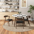 Alina Dining Table White Brown,White Seats 4 Brown Dining Room Mid Century Modern Oval Solid Wood