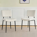 Modern Beige Simple Dining Chair Fabric Upholstered Chairs Home Bedroom Stool Back Dressing Chair Black Metal Legs Set Of 2 Beige Set Of 2 Metal