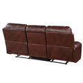 Keily 3 Piece Manual Reclining Living Room Set In Faux Leather Dark Brown Dark Brown Faux Leather